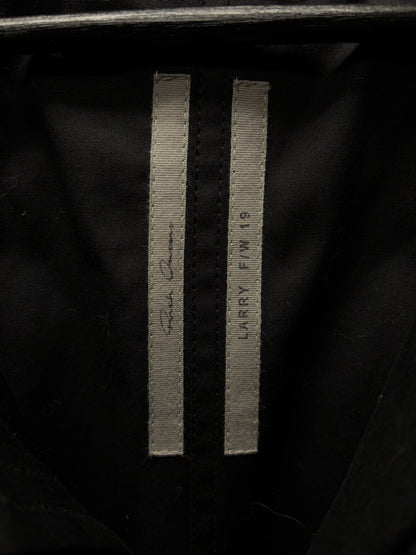 AW2019 Rick Owens ‘Larry’ Chain Mail Epaulette Black Jumbo Parka