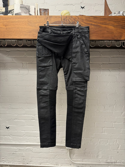 2017 Rick Owens ‘Memphis Cut’ Matte Black Waxed Skinny Denim