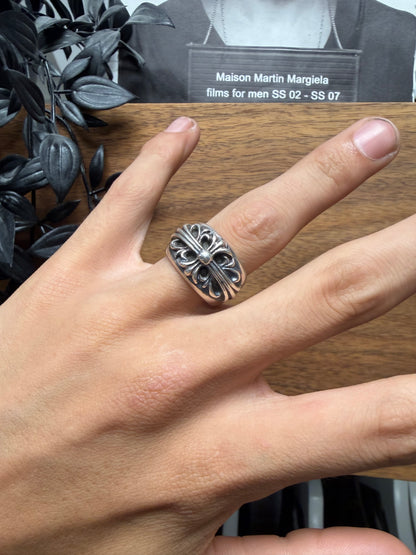 Chrome Hearts ‘Keeper’ .925 Silver Floral Cross Ring
