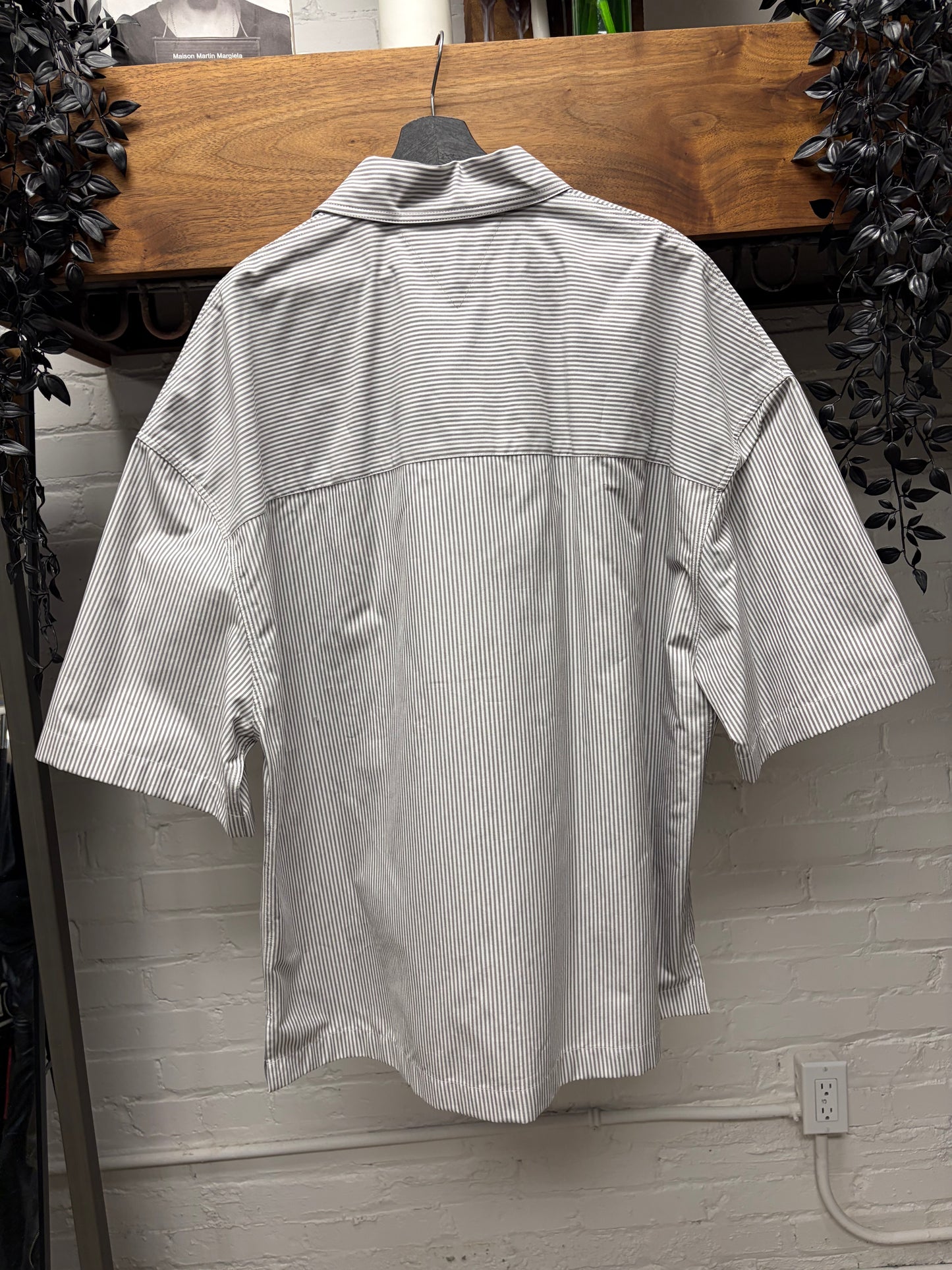 Bottega Veneta Striped Cotton ‘BV’ Minimal Logo Overshirt