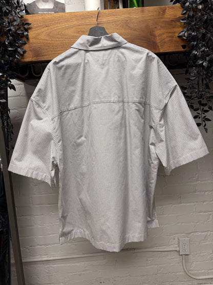 Bottega Veneta Striped Cotton ‘BV’ Minimal Logo Overshirt