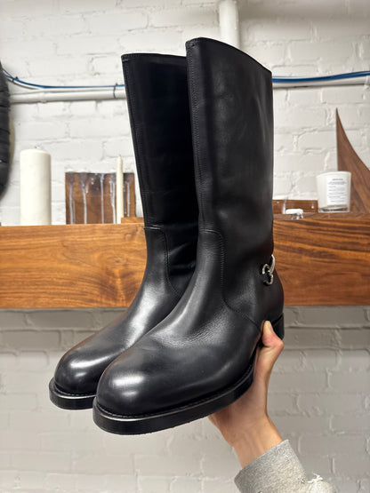 Vintage 2000s Gucci ‘Horsebit’ Shearling Lined Calfskin Leather Boots