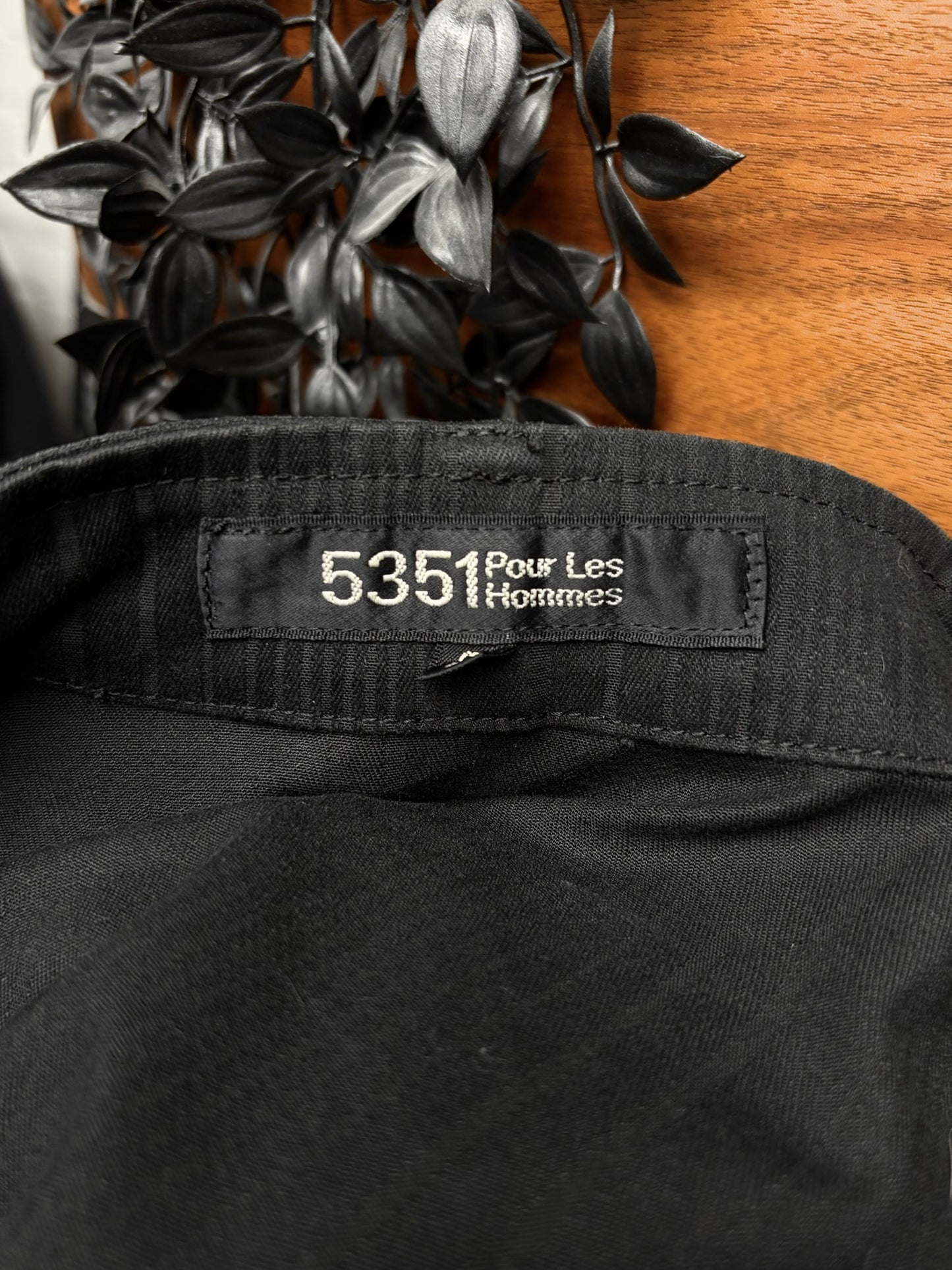 5131 Pour Les Hommes Black Pinstripe Belted Collar Jacket