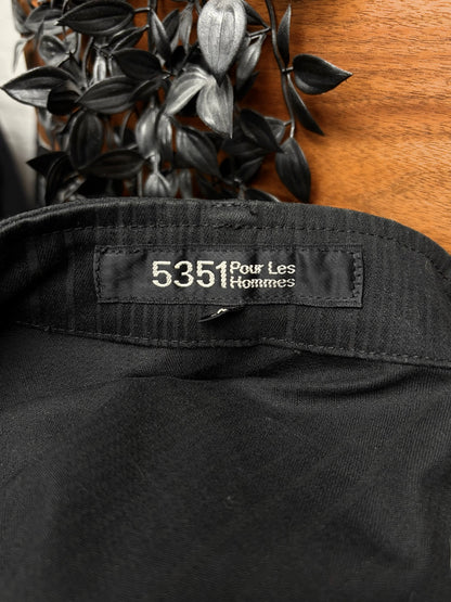5131 Pour Les Hommes Black Pinstripe Belted Collar Jacket
