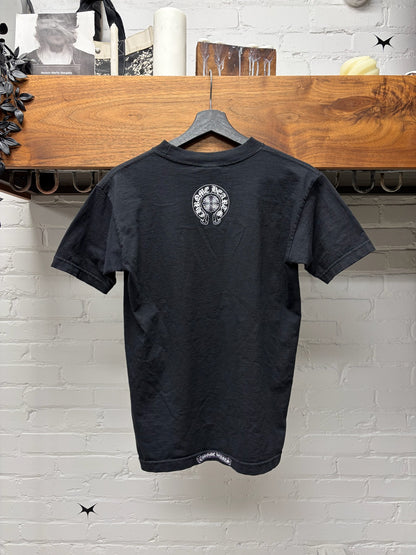 Vintage 90s Chrome Hearts Vine Dagger/Horseshoe Logo Black Pocket T-Shirt