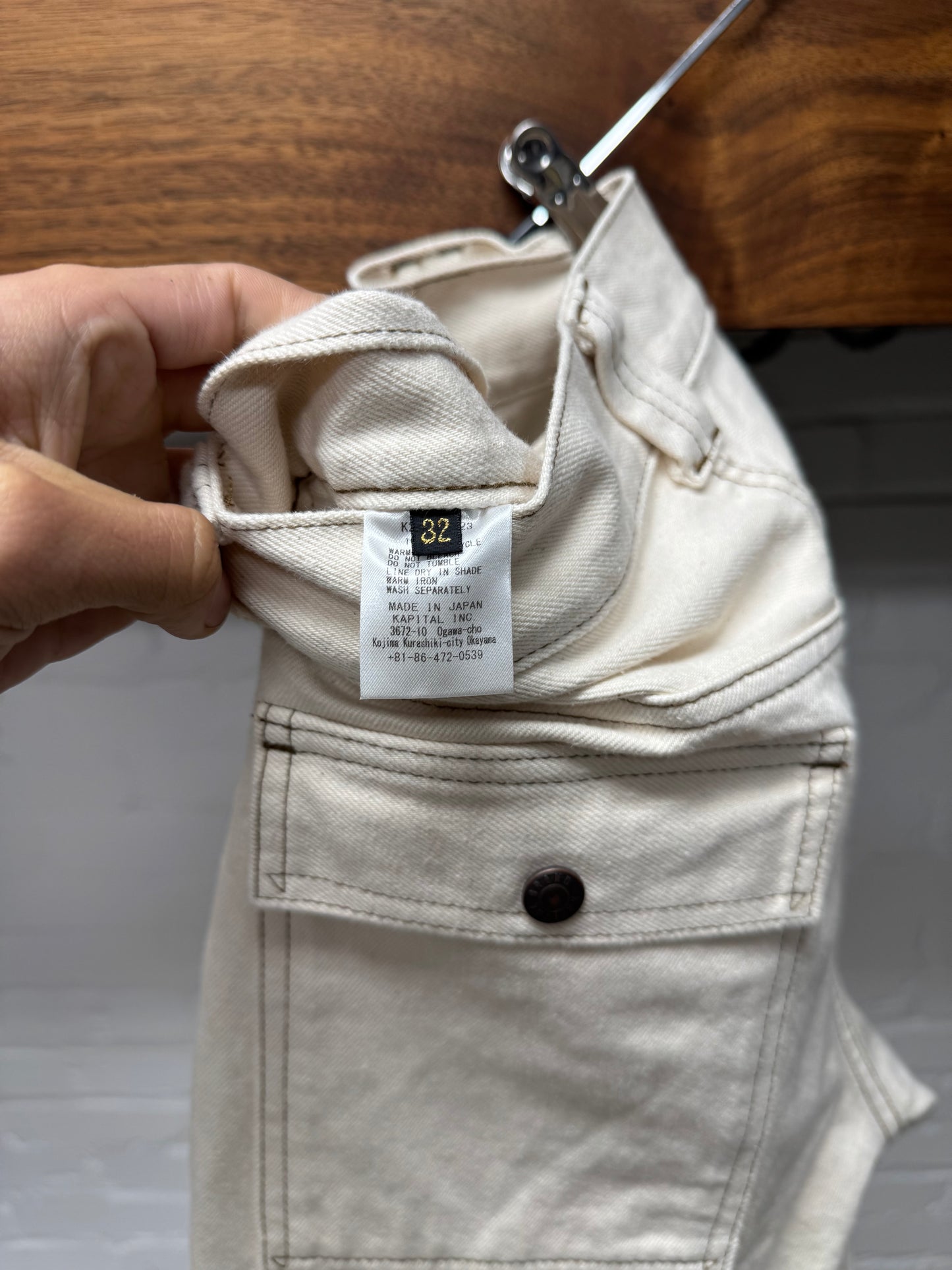 Kapital ‘Windowpane’ 14oz Front Pocket Flared Denim
