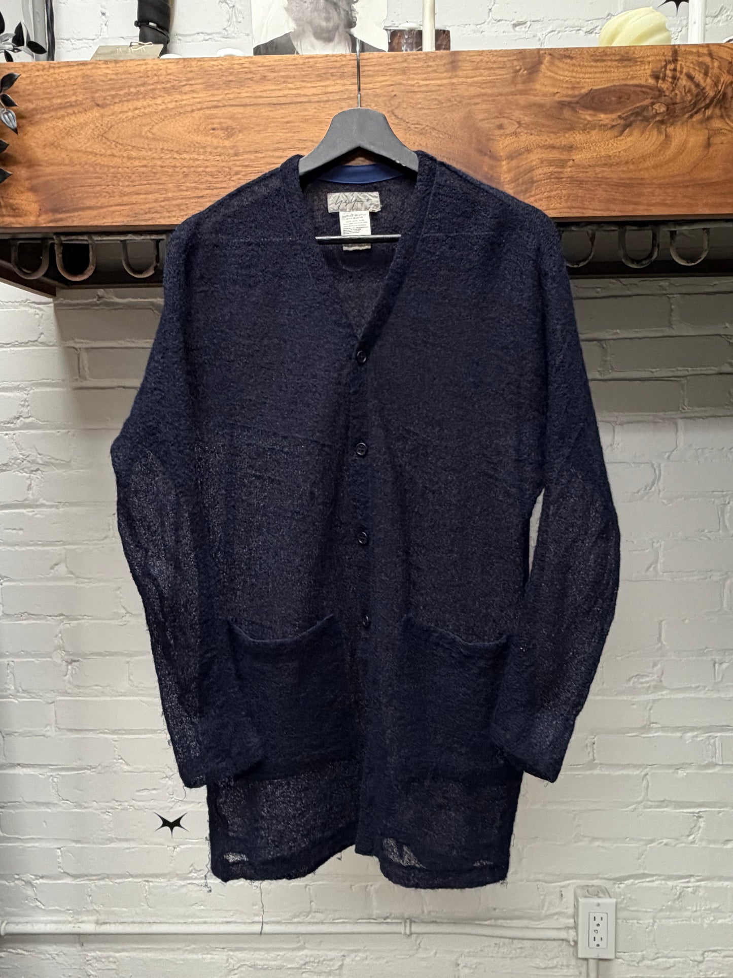 Yohji Yamamoto Navy Blue Wool Cardigan