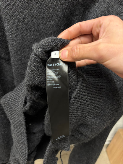 AW2021 Balenciaga ‘Destroyed’ Thrash Distressed Grey Knit Sweater