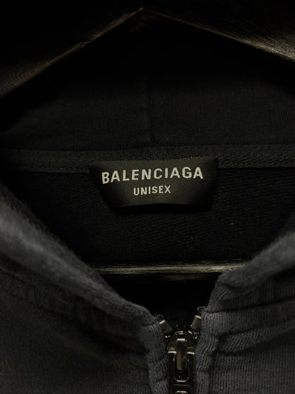 2022 Balenciaga ‘Upside Down Logo’ Black Zip-Up Hoodie