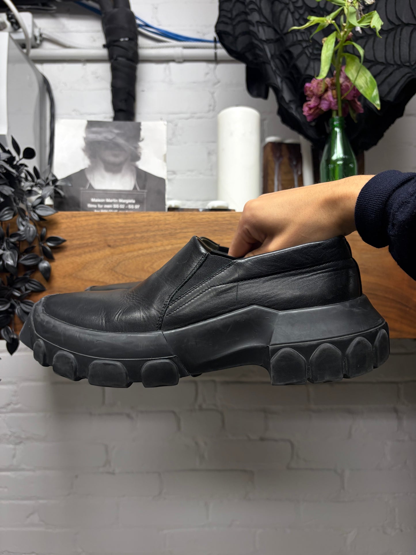 Rick Owens ‘Tractor Sole’ Black Leather Low Top Derbys