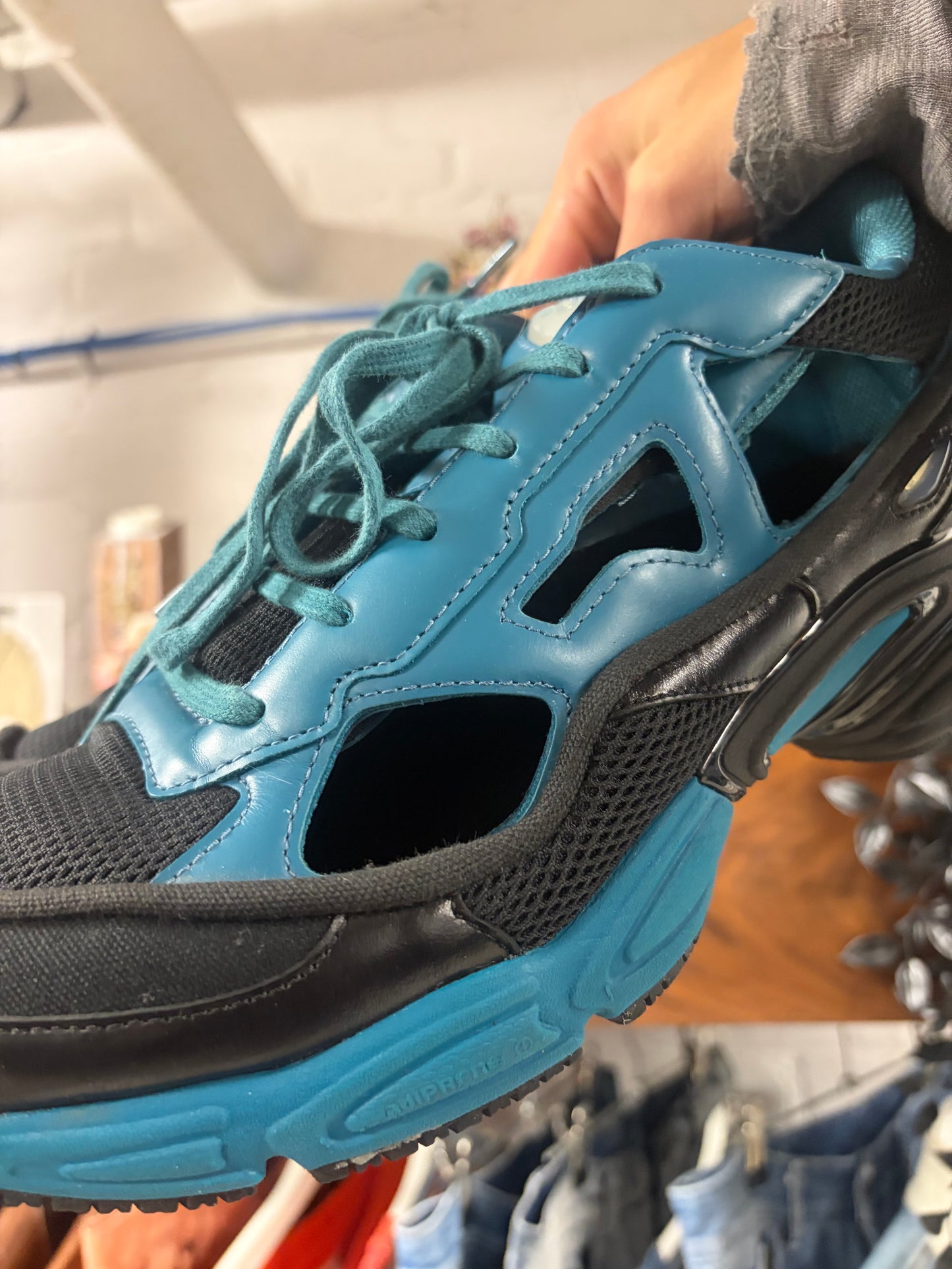 2018 Raf Simons x Adidas ‘Ozweegos’ Colonial Blue/Black Low Top Sneakers