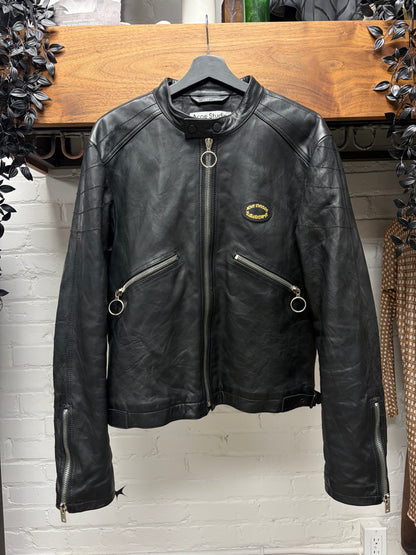 Acne Studios Distressed Black Lamb Leather Moto Jacket