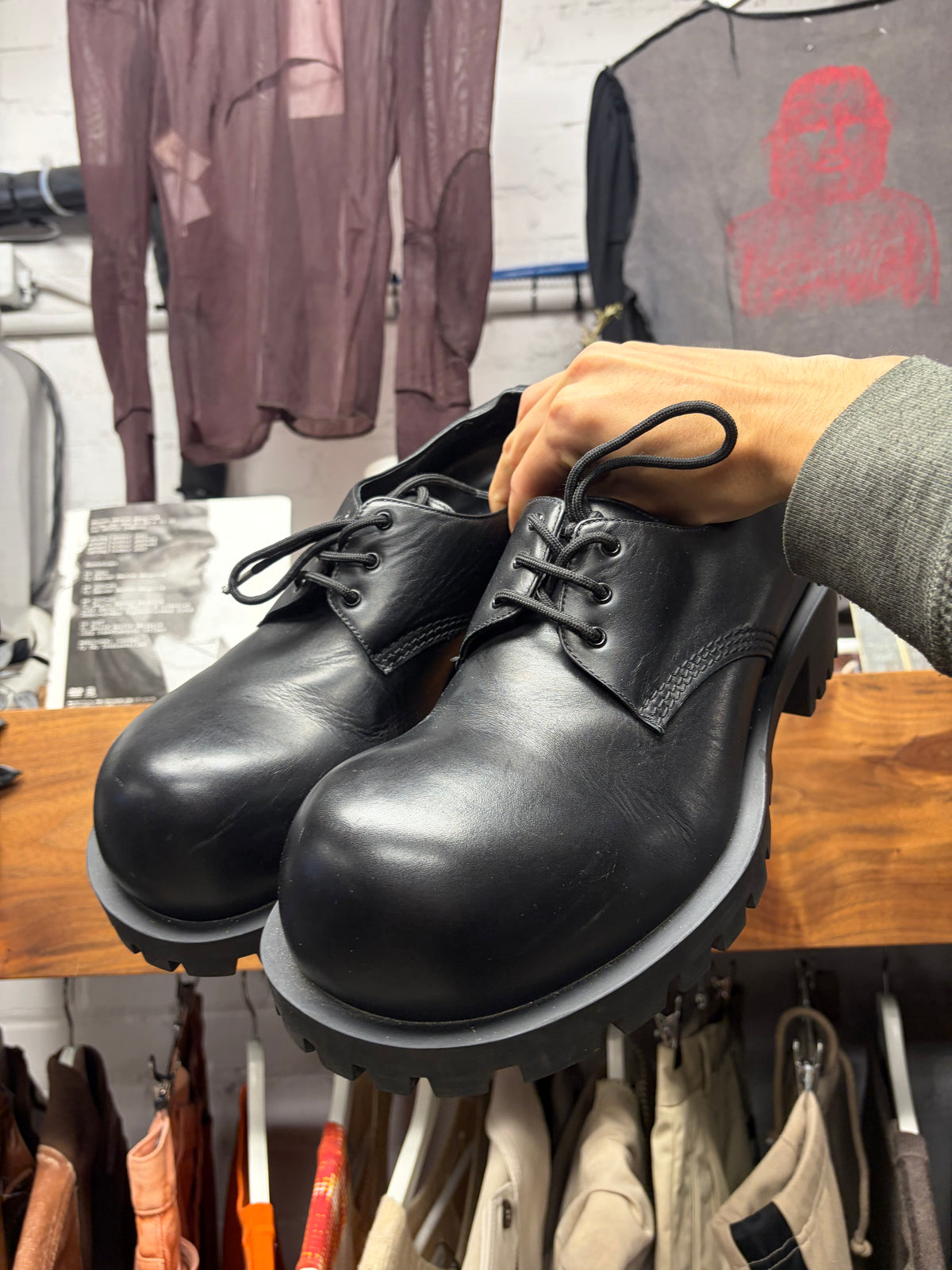 Balenciaga ‘Steroid’ Oversized Black Leather Derbys