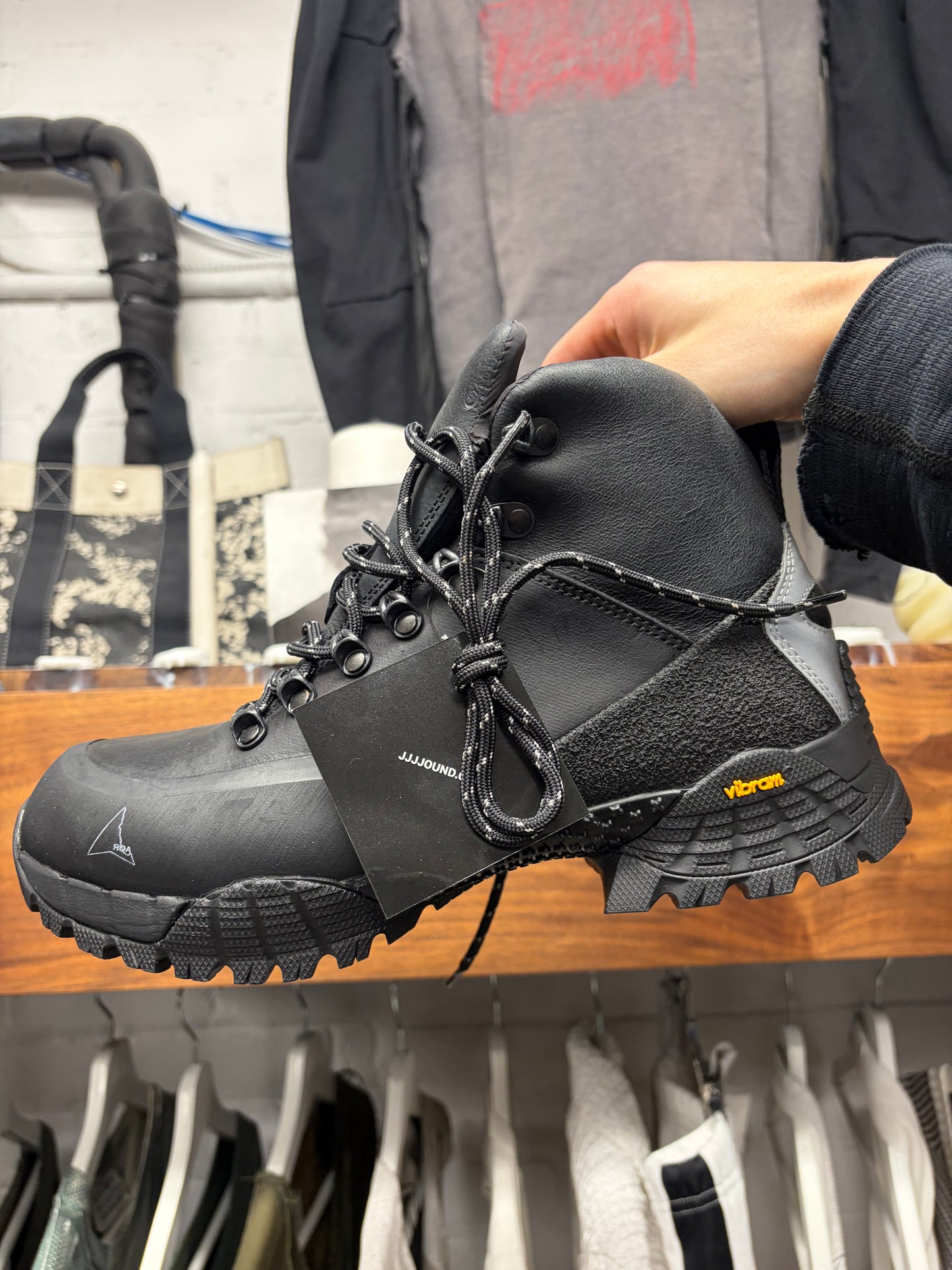 2023 JJJJound x ROA Black ‘Andreas’ Black Leather Hiking Boots