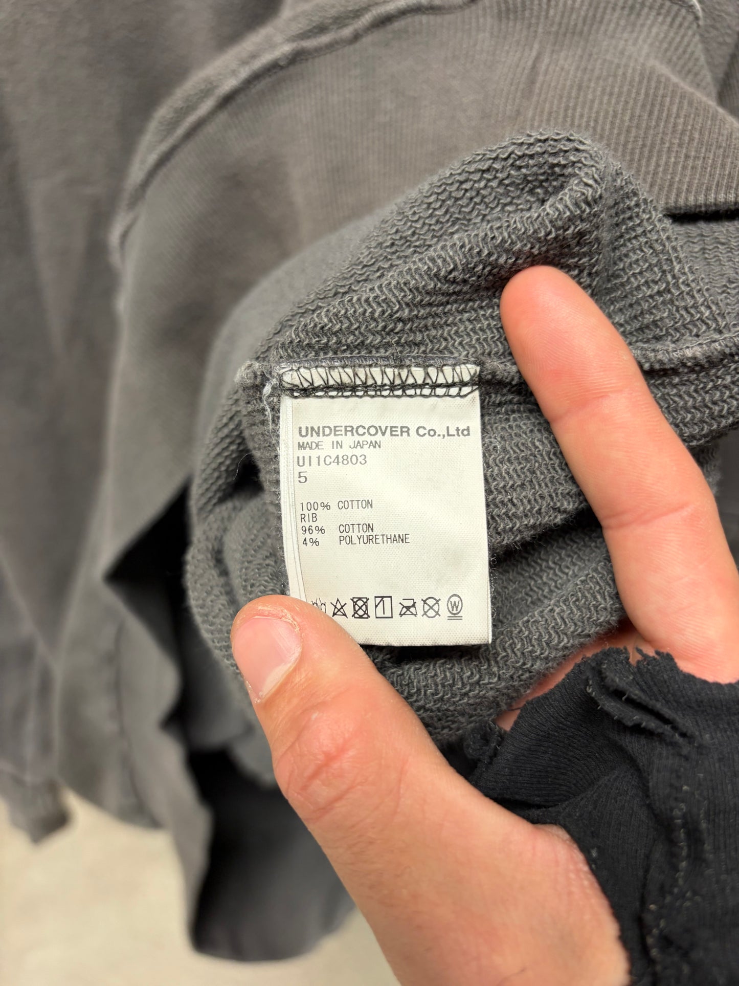 Undercover Washed Grey ‘Raglan Sleeve’ MA-1 Sweatshirt