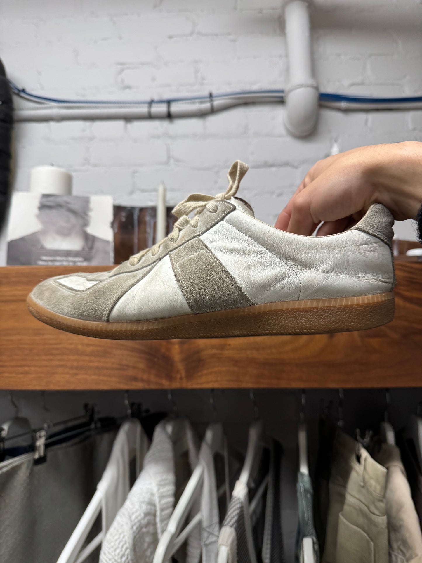 Maison Margiela ‘G.A.T.’ Low Top White Leather/Gum Sole Sneakers
