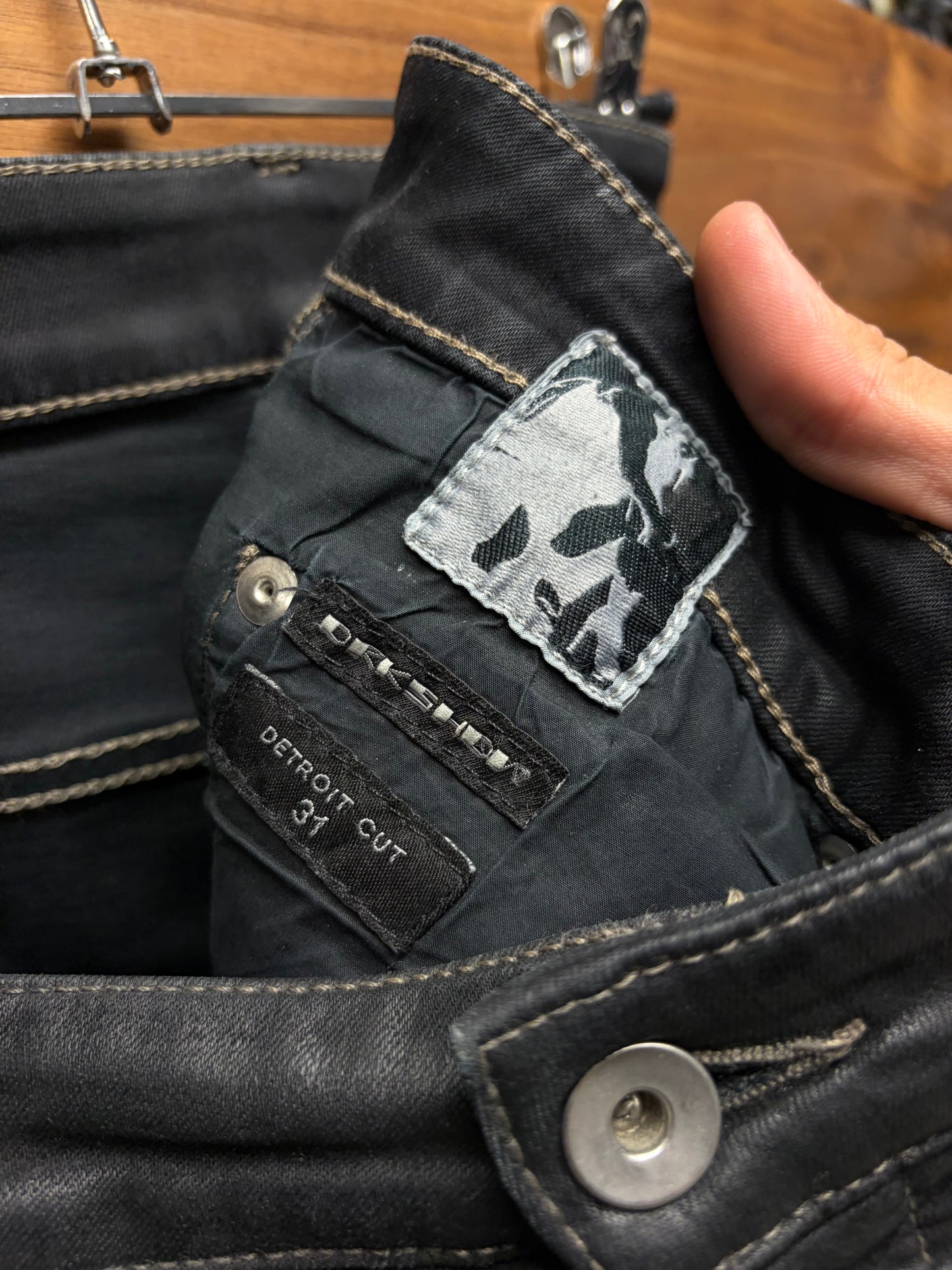 Rick Owens ‘Detroit Cut’ Waxed Black Skinny Jeans