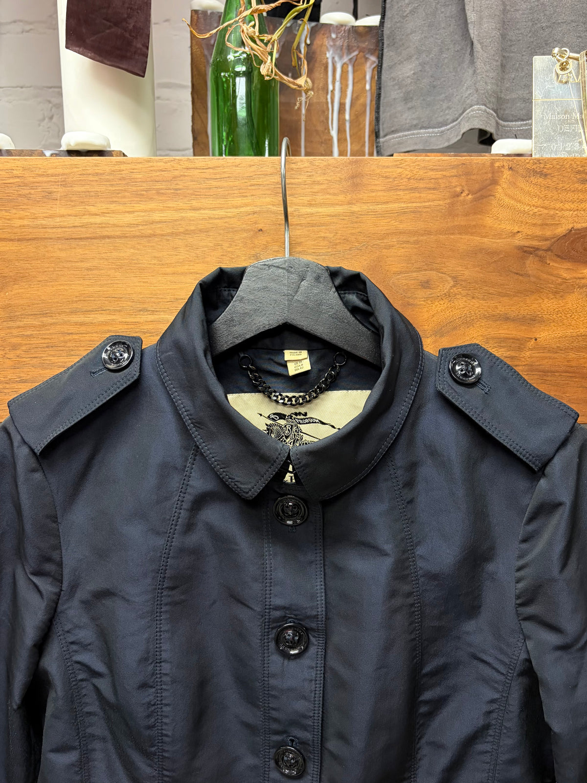 Burberry Black Mid-Length Trench Coat