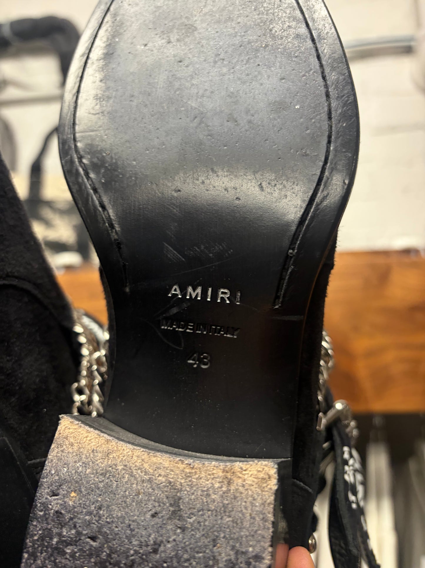 Amiri Bandanna ‘Chain Link’ Black Suede Western Boots