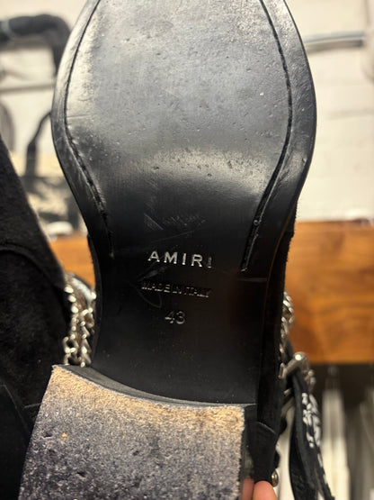 Amiri Bandanna ‘Chain Link’ Black Suede Western Boots