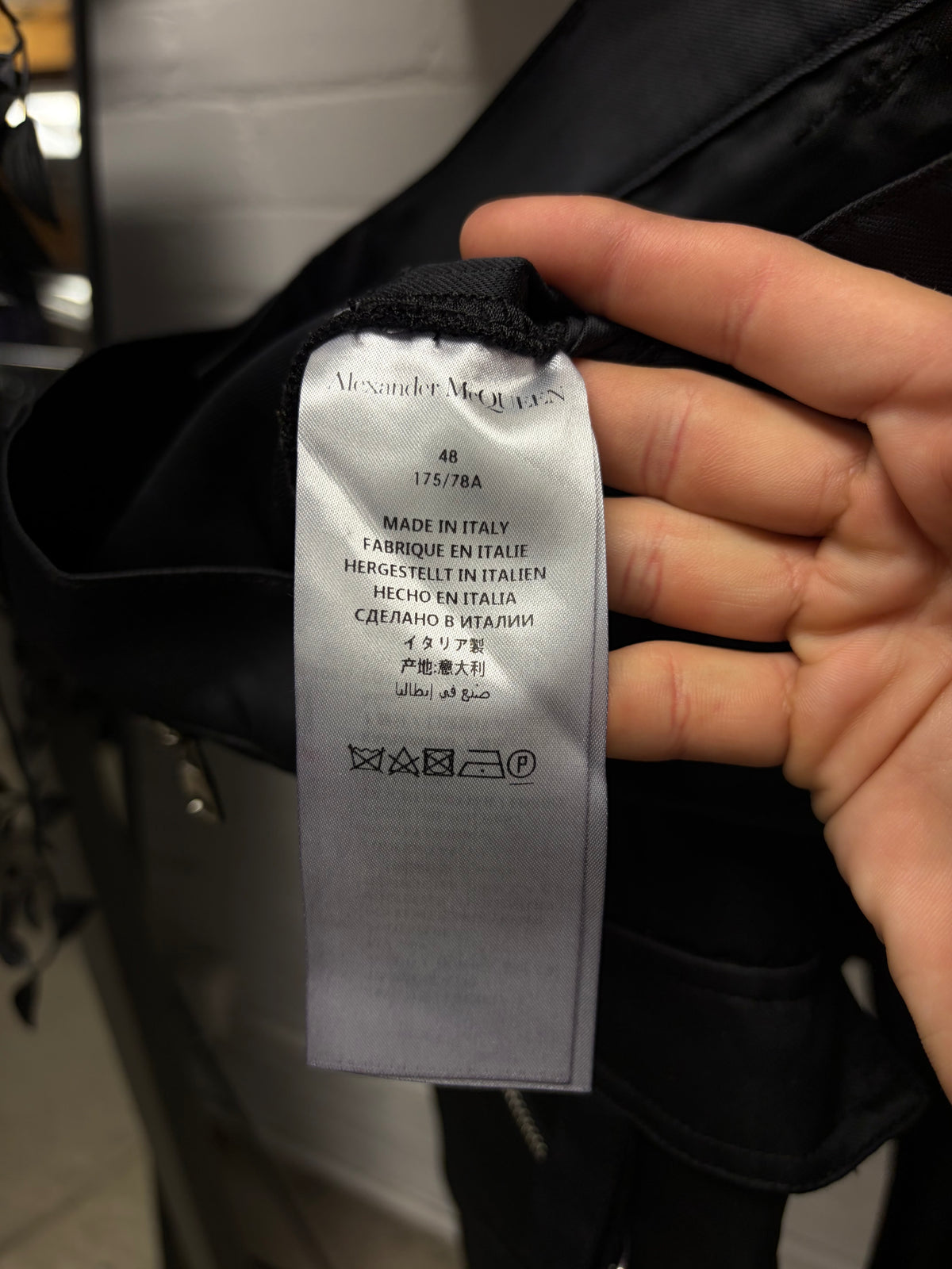 Alexander McQueen Black Satin Finished ‘Punk’ Pants