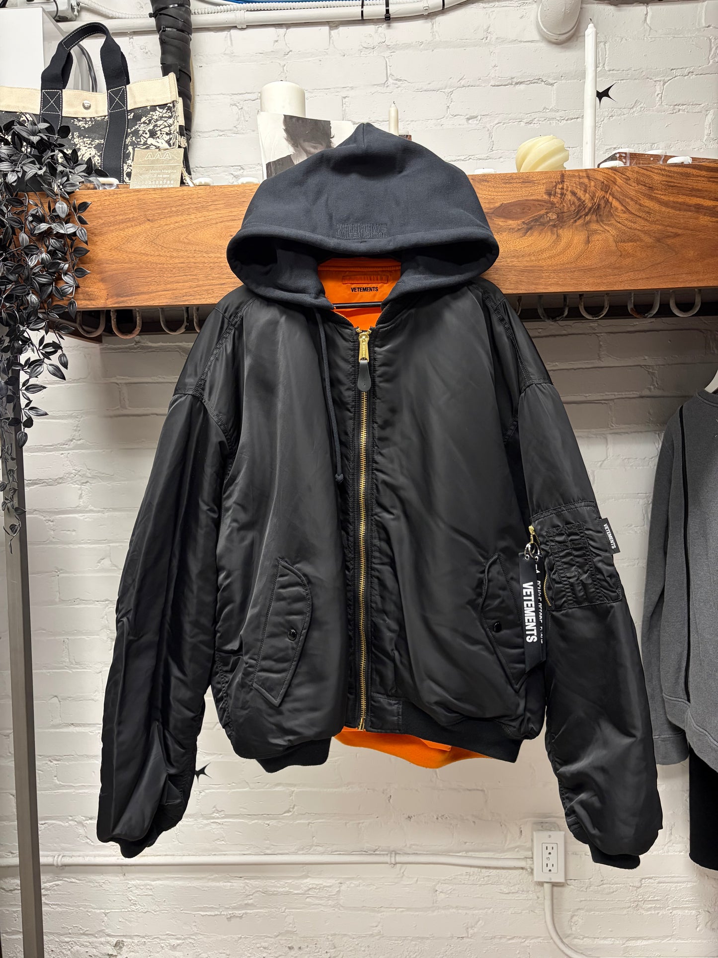 Vetements x Alpha Industries Black ‘Reversible’ Hooded MA-1 Bomber Jacket