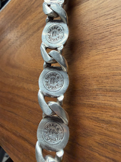 Chrome Hearts ‘Fleur de Lis’ Cuban Link 925 Silver Box ID Bracelet