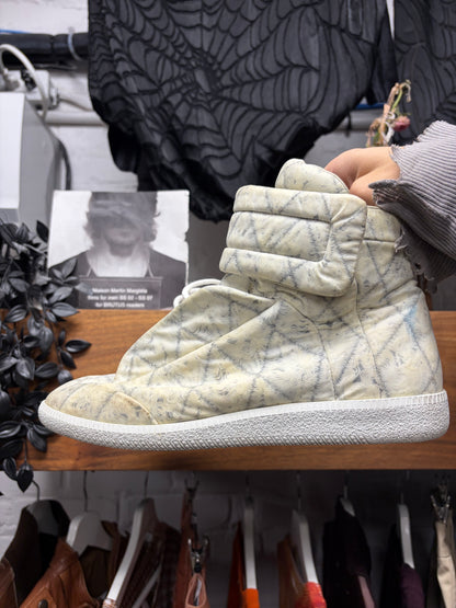 Maison Margiela Marbled White Leather ‘Future’ High Top Sneakers