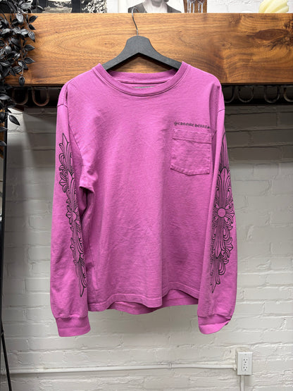 Chrome Hearts x Matty Boy ‘Spider Web’ Purple Floral Cross Long Sleeve Shirt