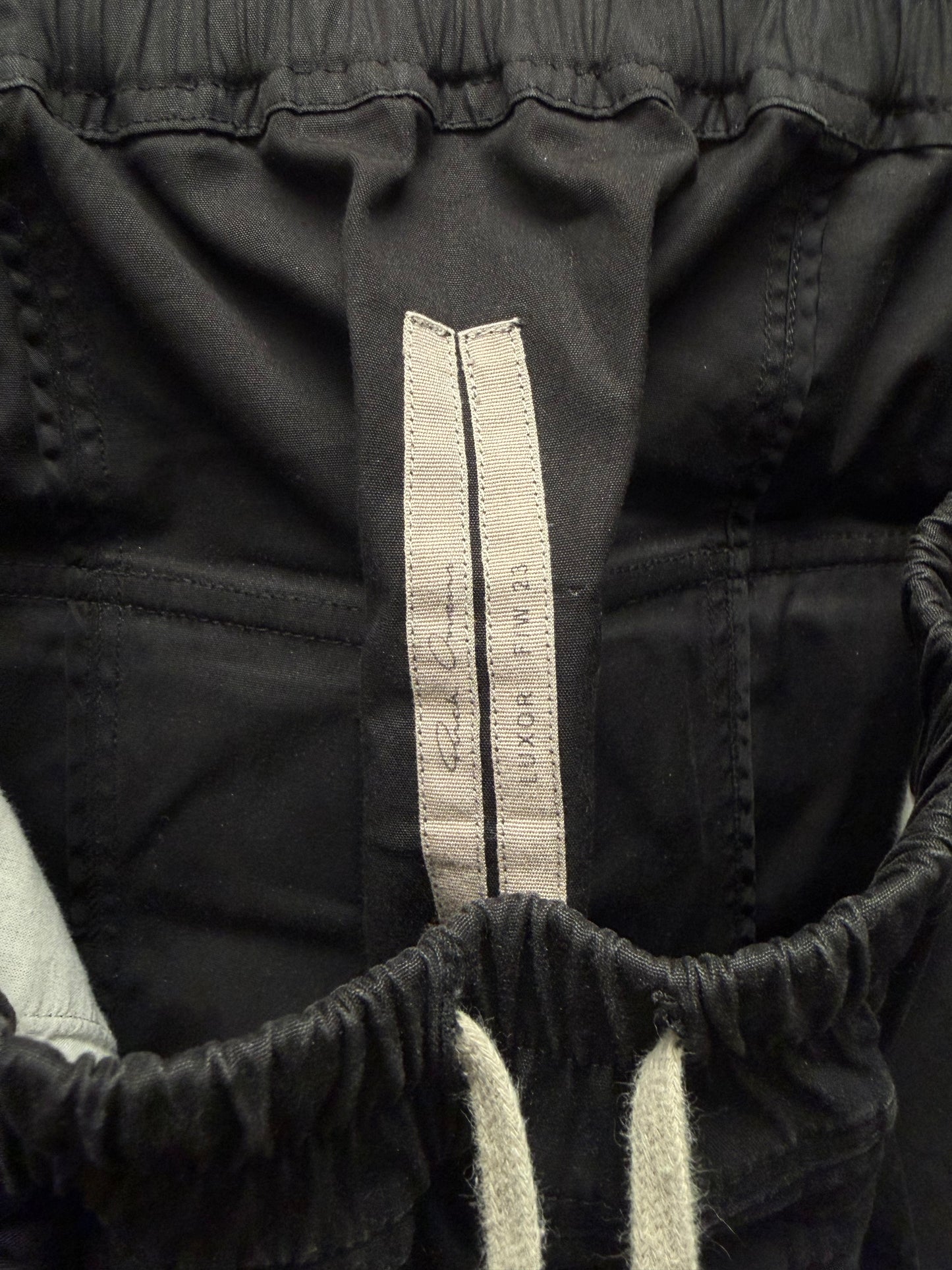 AW2023 Rick Owens ‘Luxor’ Black Drop Crotch Pod Drawstring Pants