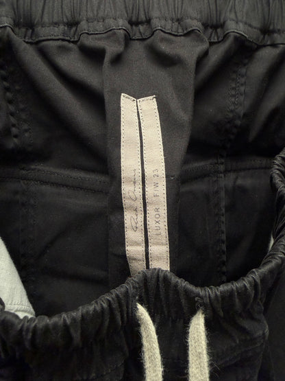 AW2023 Rick Owens ‘Luxor’ Black Drop Crotch Pod Drawstring Pants