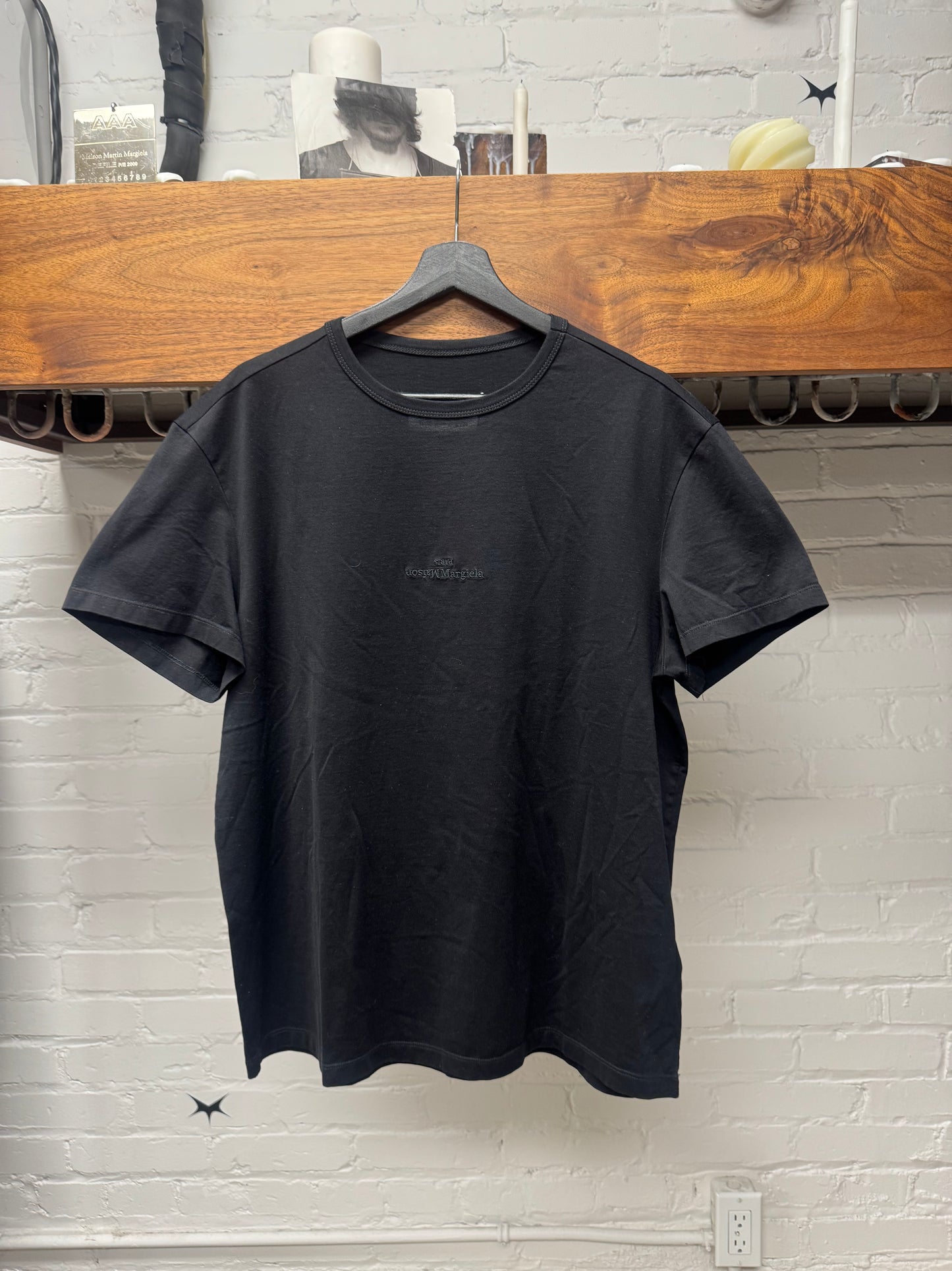 Maison Margiela Embroidered Logo Black Cotton T-Shirt