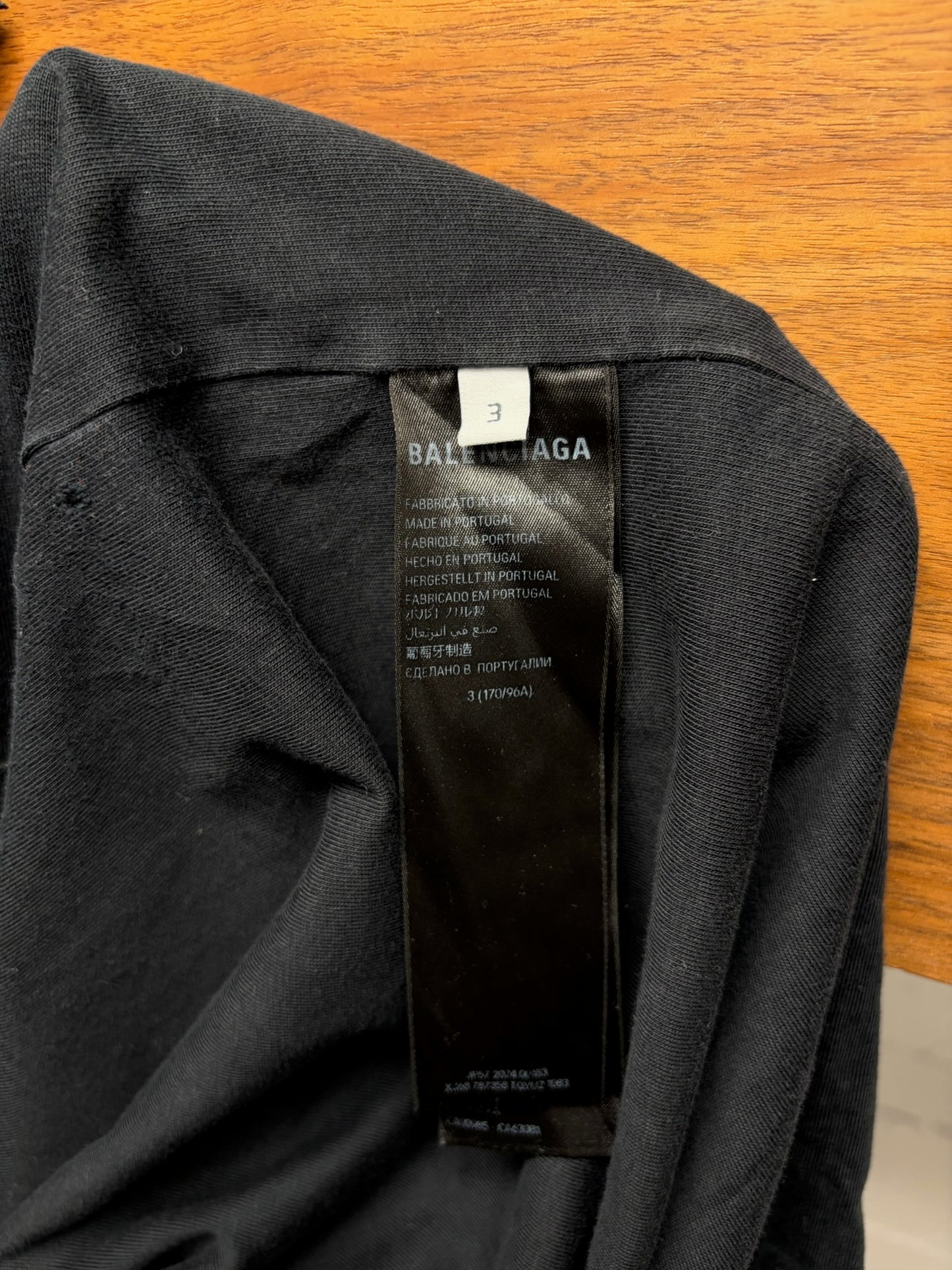 2024 Balenciaga ‘Internal Use Only’ Inside Out Oversized Black Slogan T-Shirt