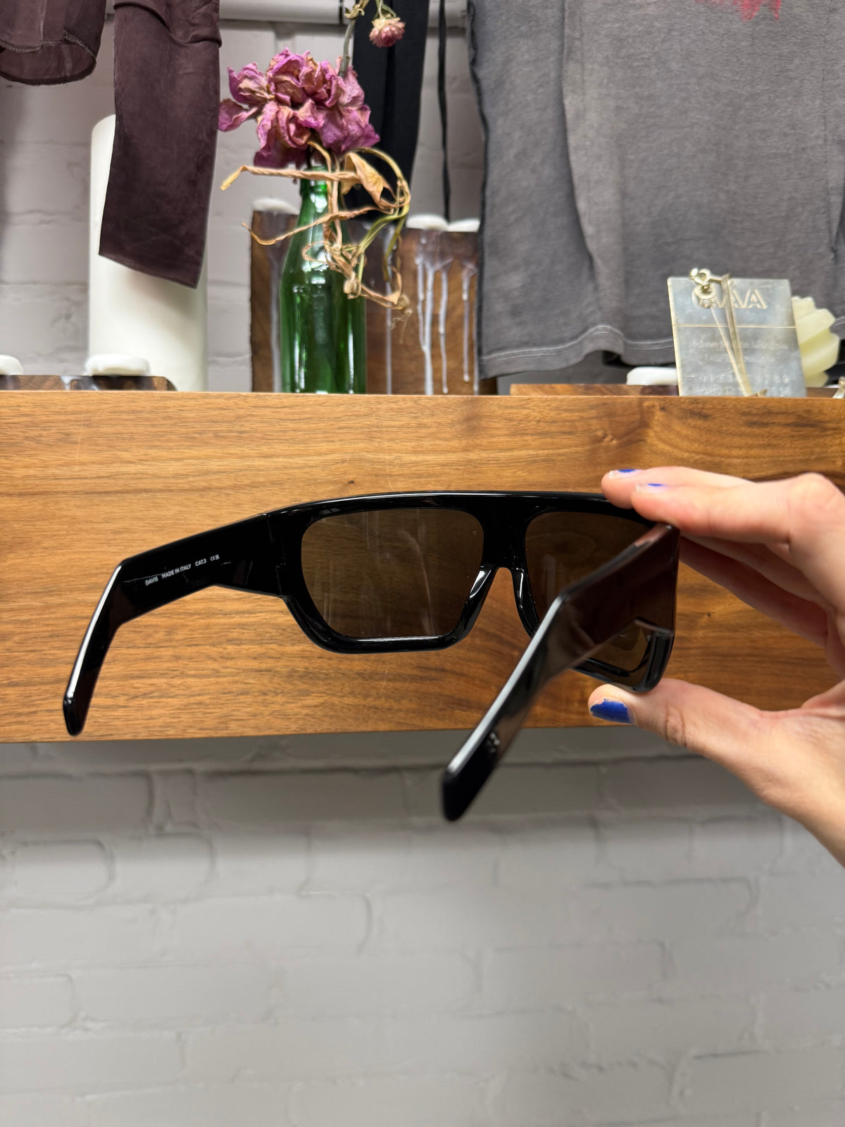 Rick Owens ‘Davis’ Black Oversized Wrap Sunglasses
