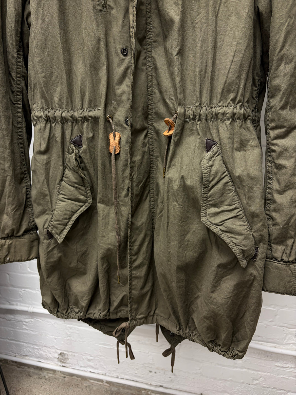 GOA Military Inspired Hooded Fishtail Parka with Shearling Liner