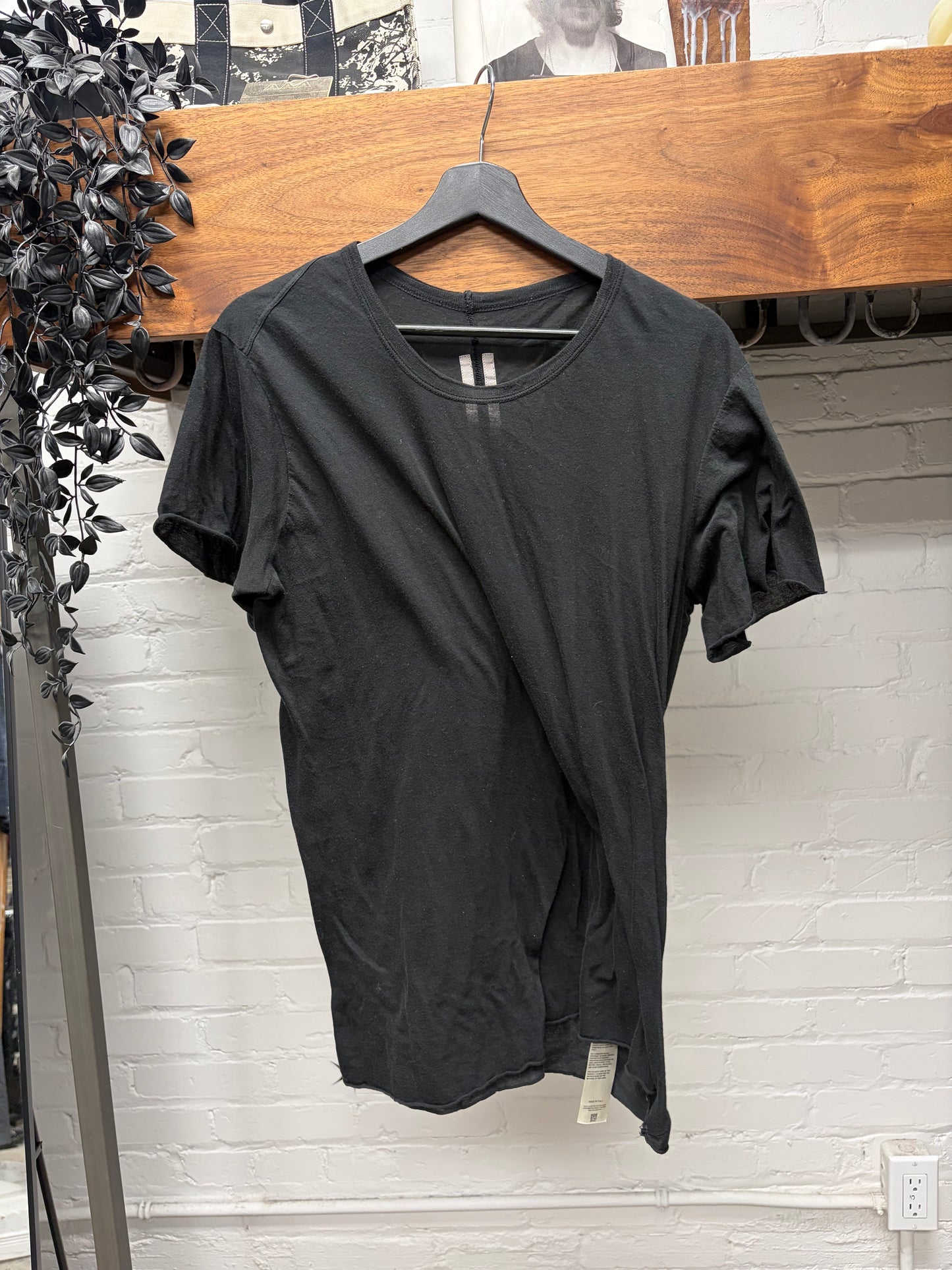 SS2023 Rick Owens ‘Edfu’ Asymmetric Split Seam Black T-Shirt