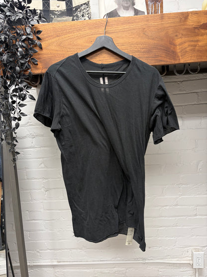 SS2023 Rick Owens ‘Edfu’ Asymmetric Split Seam Black T-Shirt
