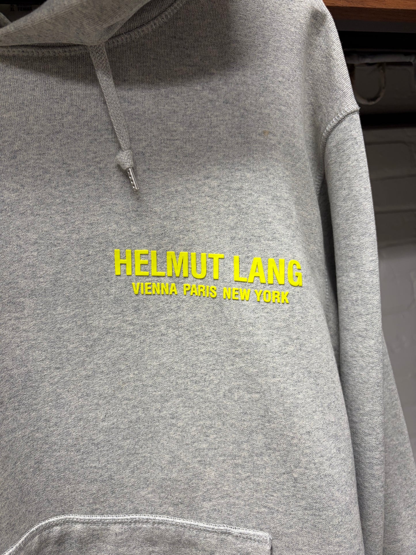 Helmut Lang Heather Grey Logo Pullover Hoodie