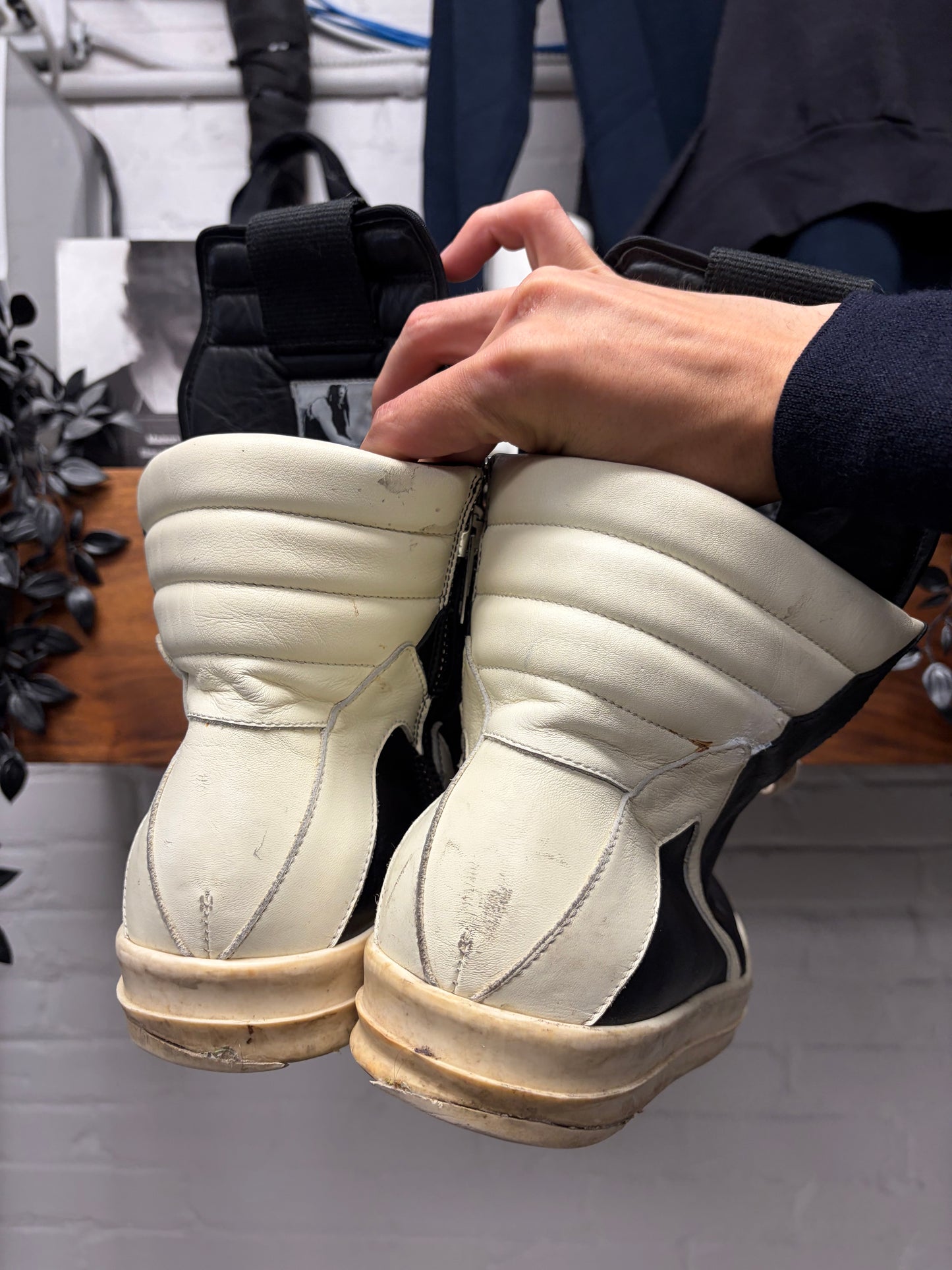 Rick Owens ‘Geobasket’ Black/Milk High Top Sneakers