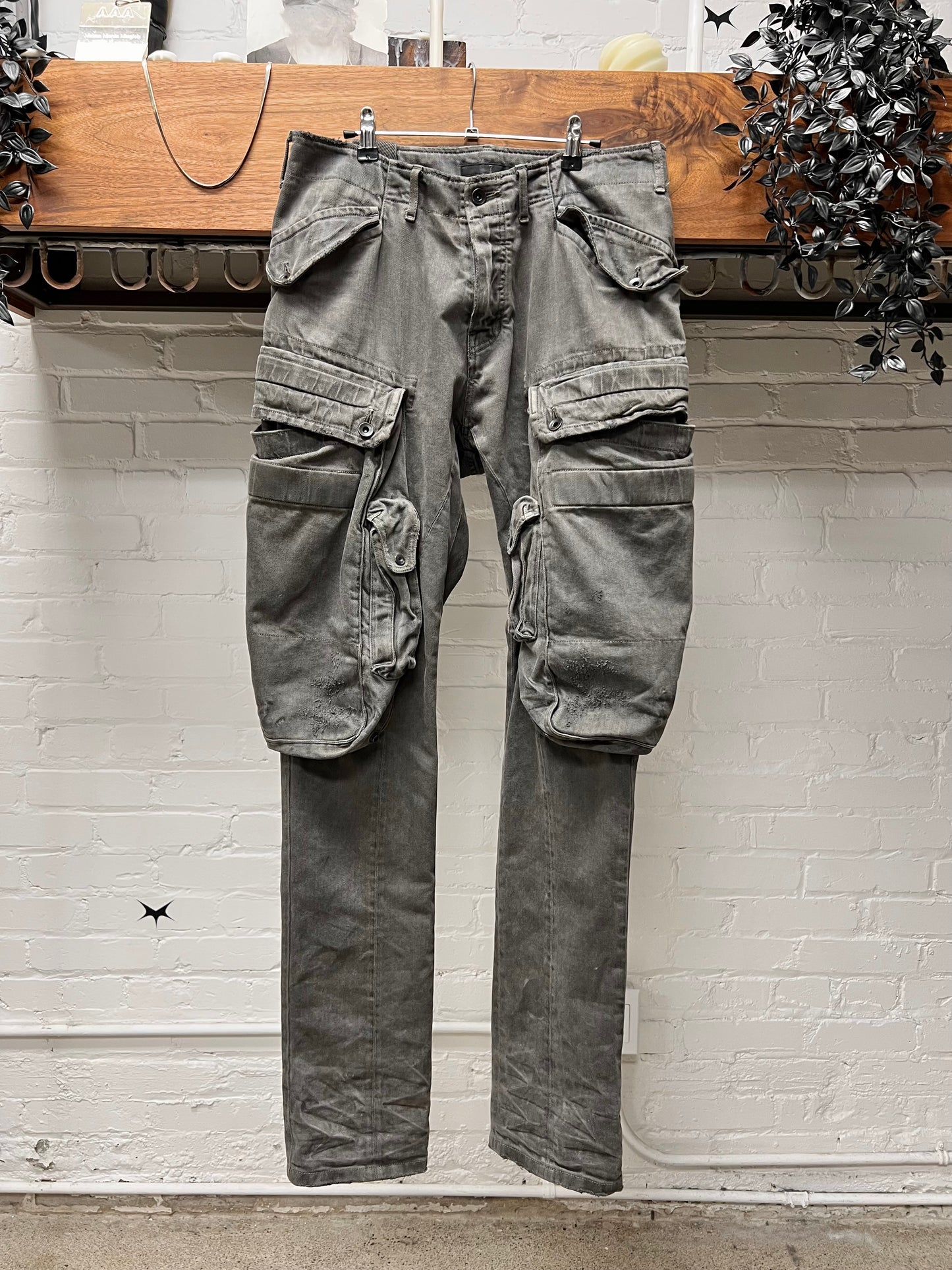 AW2014 Julius Grey Denim ‘Gas Mask’ Cargo Pants