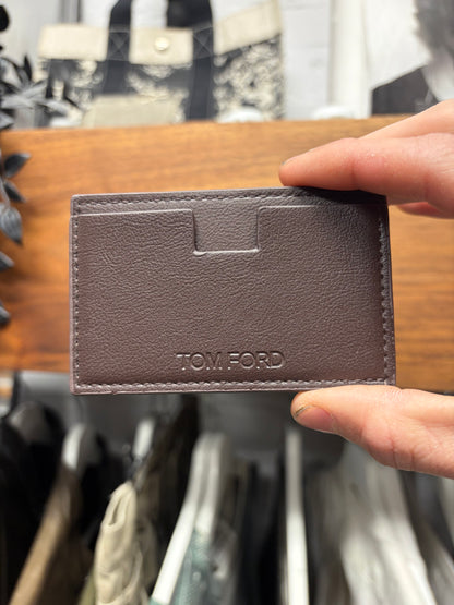 Tom Ford ‘T-Line’ Brown Calf Leather Cardholder Wallet