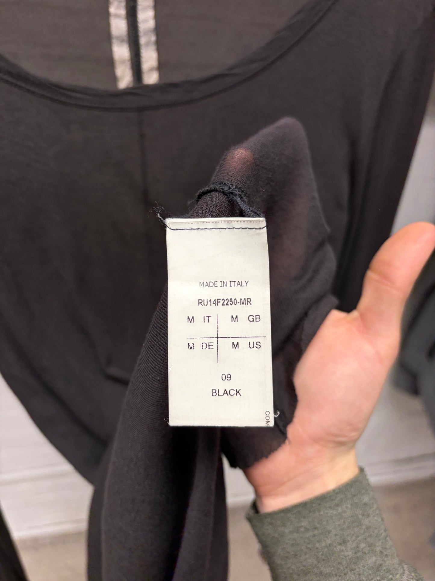 AW2014 Rick Owens ‘Moody’ Black Semi-Sheer Long Sleeve Shirt