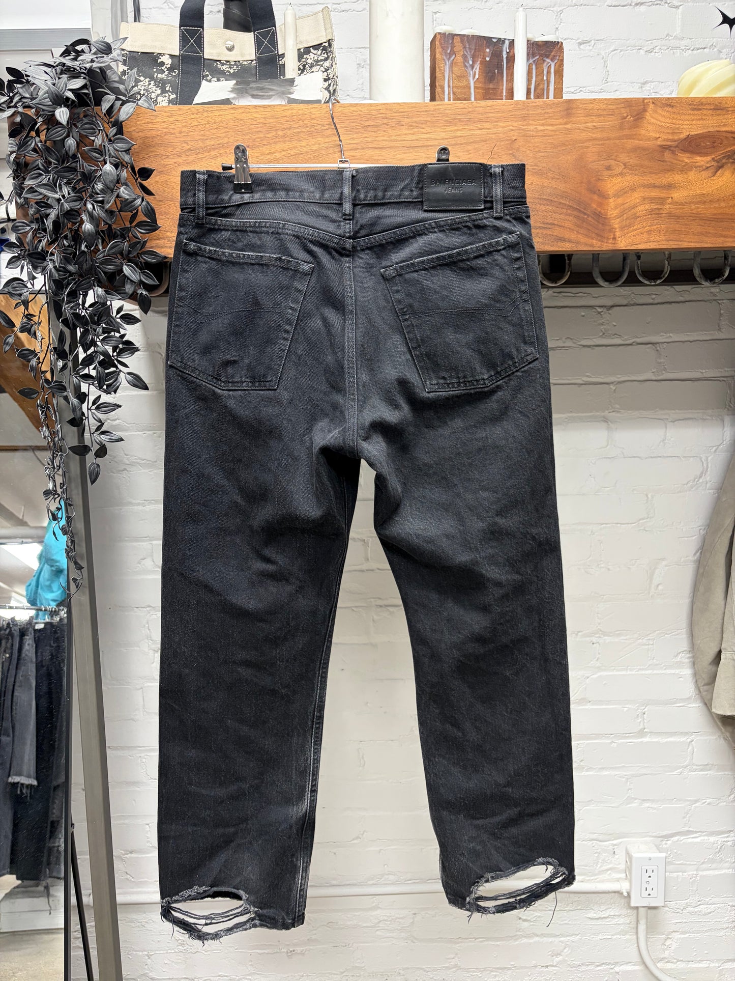 2022 Balenciaga Washed Black ‘Straight Cut’ Heelbite Denim
