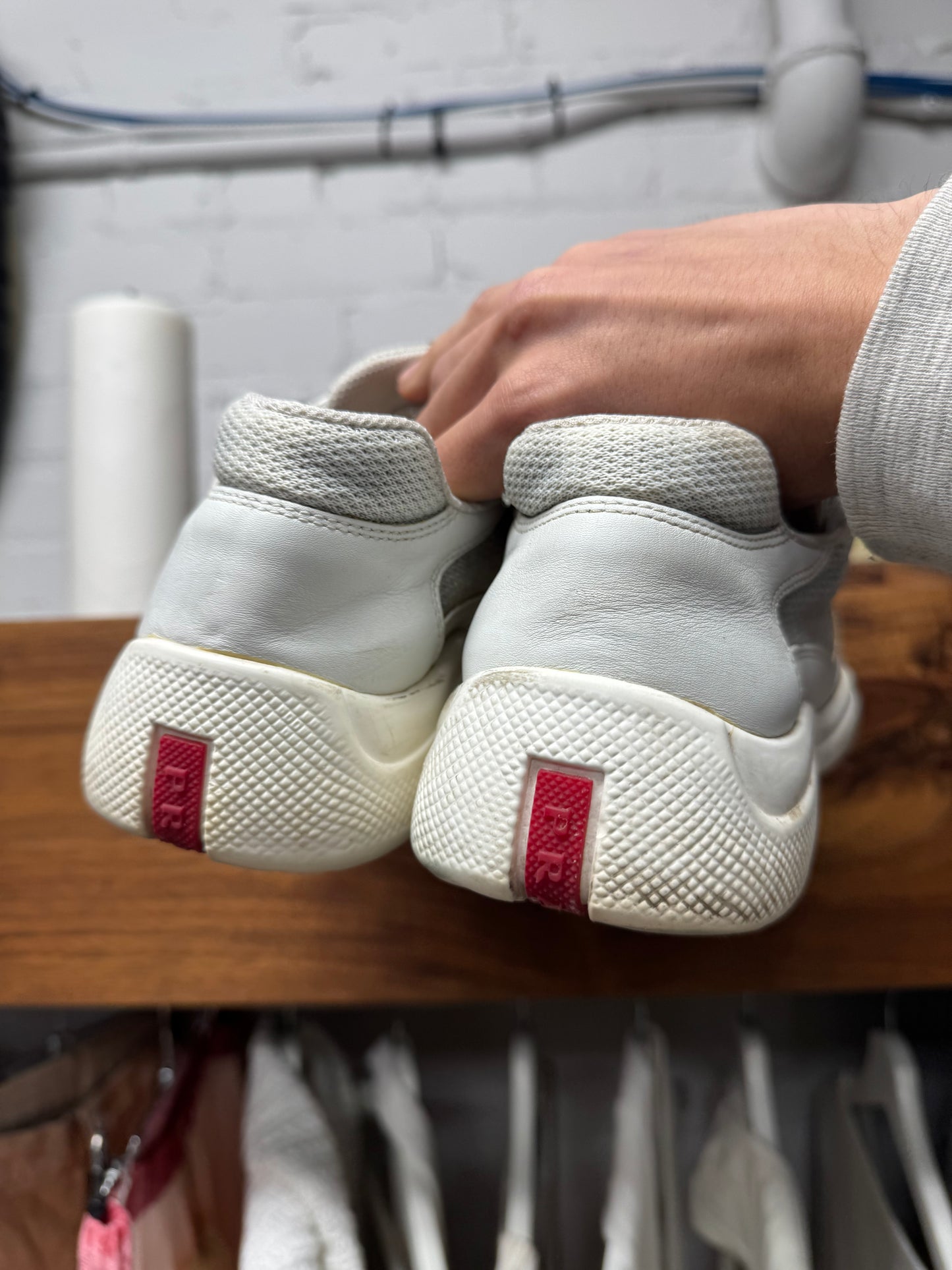 Prada ‘America’s Cup’ White Leather Low Top Sneakers