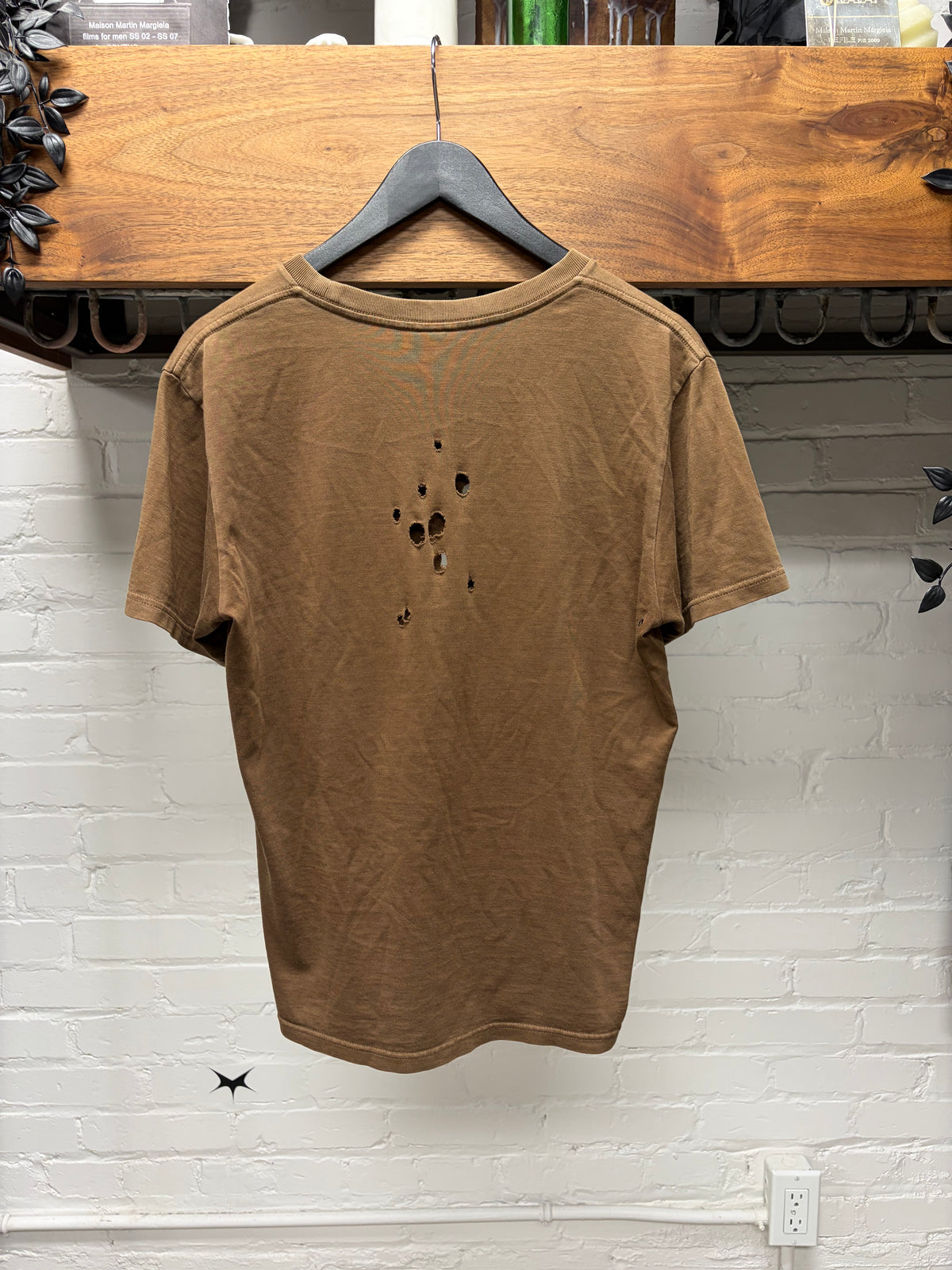 SS2001 Number Nine ‘Time Migration’ Montreal Distressed Brown Graphic T-Shirt
