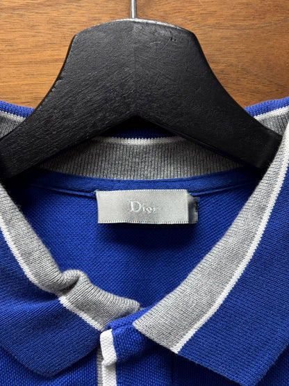 Dior Homme Blue/Grey  ‘Bee’ Embroidered Logo Polo