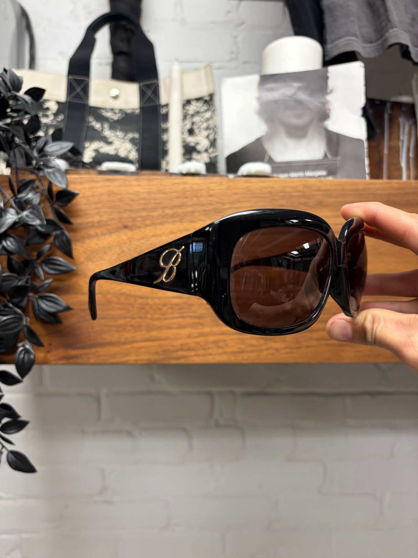 Blumarine Black/Gold Wide Frame Sunglasses