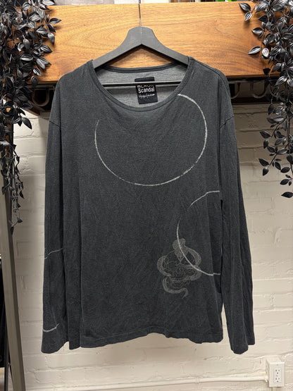 Yohji Yamamoto Black Scandal ‘Skull Graphic’ Lightweight Grey Sweater