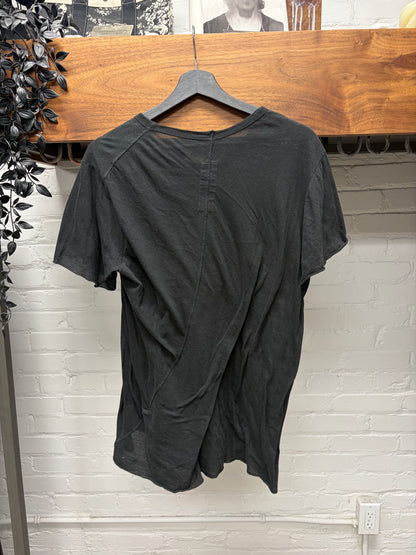 SS2023 Rick Owens ‘Edfu’ Asymmetric Split Seam Black T-Shirt