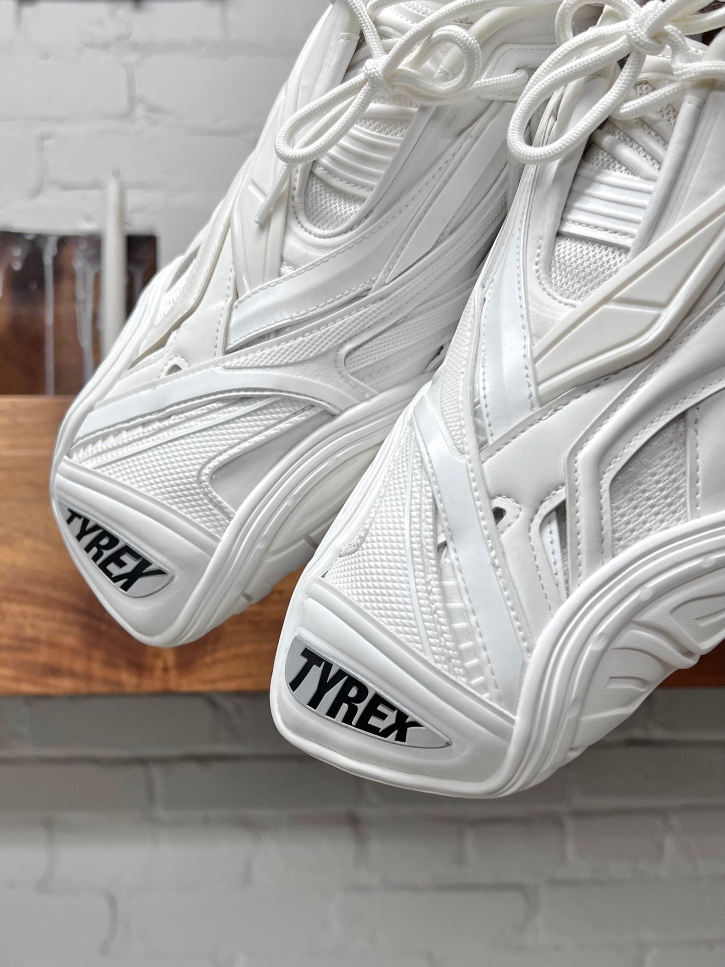 Balenciaga ‘Tyrex’ Triple White Caged Low Top Sneakers